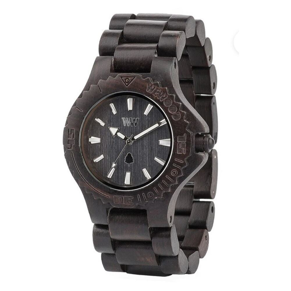 WEWOOD DATE BLACK WOODEN WATCH 100% NATURAL WOOD HYPOALLERGENIC BRAND NEW IN BOX